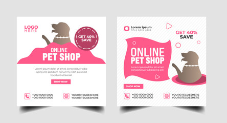 modern pet shop post template, Pet care promotion  social media post Template or web banner template.pet care ads banner and Instagram template vector