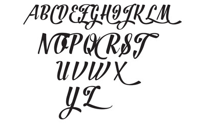 Vector Acrylic Brush Style Hand Drawn Alphabet Font. Calligraphy alphabet on a white background. Vector illustration. EPS 10/AI