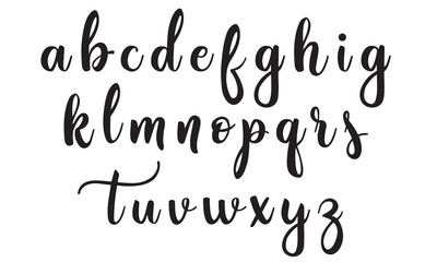 Vector Acrylic Brush Style Hand Drawn Alphabet Font. Calligraphy alphabet on a white background. Vector illustration. EPS 10/AI