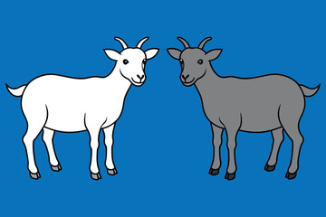 Goat Vector Art Illustration. Goat Silhouette. Goat Line Art. line drawing. Mascot of a Goat. White Background. goat and happy eid al adha.