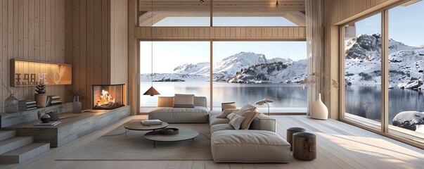 Scandinavian cabin with minimalist design.