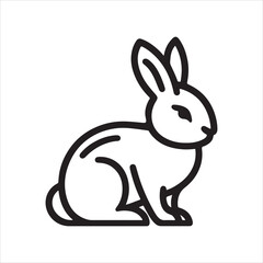 Black rabbit silhouette isolated on white background