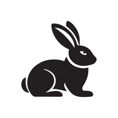 Black rabbit silhouette isolated on white background