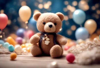 star starry card copy greeting decoration doll space bear balloons background element invitation balloon cute