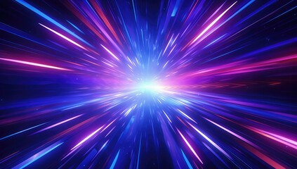 Fototapeta premium Abstract Neon Light Rays Background with Blue and Pink Streaks. Glowing Lines and Colorful Motion Effect