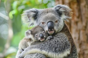 Obraz premium Koala Mother and Baby.