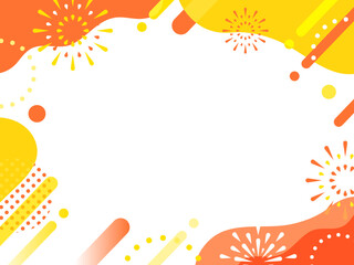 花火・夏のポップなウェーブのフレーム	
