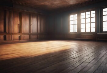 Obraz premium vintage background old floor wood empty interior room wall 3d rendering