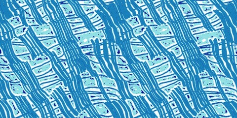 Summer blue dyed wave water pattern with broken linear stripe effect. Fresh blue underwater texture background for modern seamless nautical maritime organic style. 