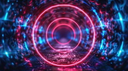 Obraz premium Abstract Red and Blue Digital Target with Laser Focus. Achieving Precision in a Neon Cyber World