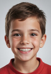 Portrait view of a regular happy smiling Georgia boy, ultra realistic, candid, social media, avatar image, plain solid background