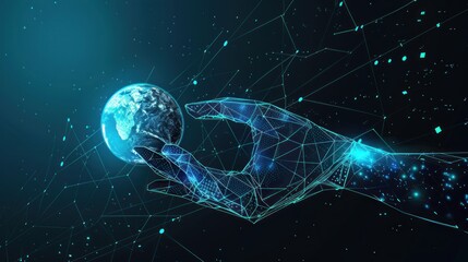 Digital Hand Holding Earth