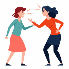Two  woman were  fighting cartoon illustration