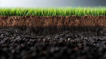 Soil with distinct horizons showing organic and mineral layers