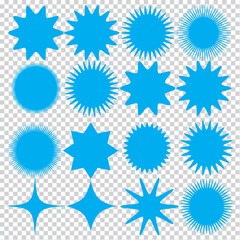 Set of Vector Starburst Badges. Simple Flat Style Vintage Labels, Stickers.