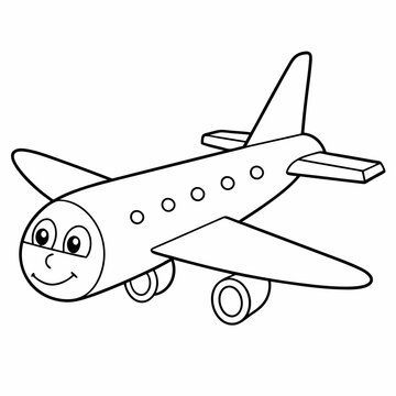 recommend clip art: illustration of  Airplane line art vector illustration