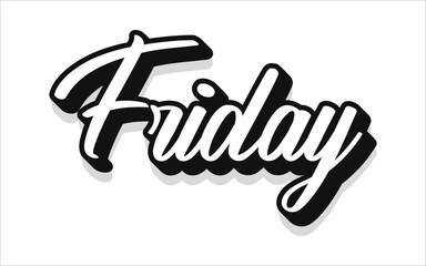 Lettering Hello Happy Friday.Handmade Vector clipart concept line isolated on white bkgr.BandW design for poster,card,label,sticker,t-shirt,web,print,stamp,tattoo,media, banner,etc.