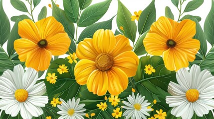 Fototapeta premium Vibrant Yellow and White Floral Arrangement