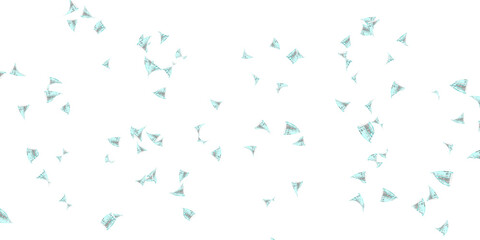 50 Indian rupee notes bundle flying in different angles and orientations isolated on black background