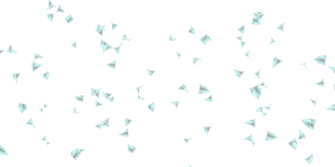 50 Indian rupee notes bundle flying in different angles and orientations isolated on black background