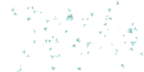 50 Indian rupee notes bundle flying in different angles and orientations isolated on black background