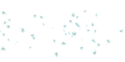 50 Indian rupee notes bundle flying in different angles and orientations isolated on black background