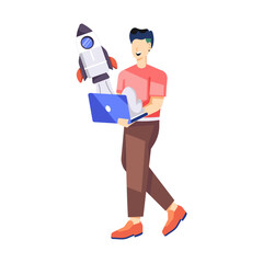 Startup team illustration in flat style 

