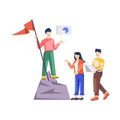 Character based flat illustration of leadership  

