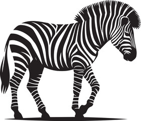 Zebra Silhouette isolated on white background Minimalist elephant vector shape icon