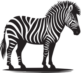Zebra Silhouette isolated on white background Minimalist elephant vector shape icon