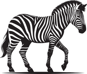 Zebra Silhouette isolated on white background Minimalist elephant vector shape icon