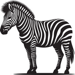 Zebra Silhouette isolated on white background Minimalist elephant vector shape icon