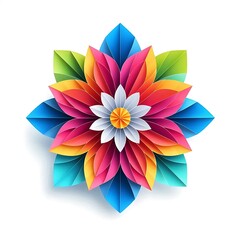 Colorful Origami Flower Vector on White Background. Generative AI.