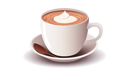 Obraz premium Warm chocolate beverage in a cup on a white background