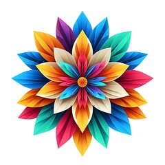 Fototapeta premium Colorful Origami Flower Vector on White Background. Generative AI.