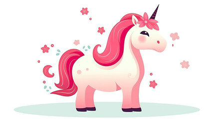 Naklejka premium Adorable vector unicorn isolated on a white background