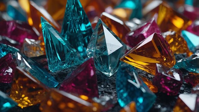 Abstract Crystal Shards, Sharp, angular crystal shards in bright colors, highlighting the beauty of natural geometry.