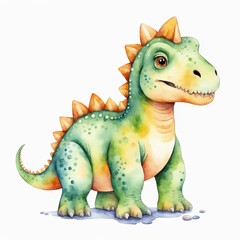 Obraz premium Cute Iguanodon Watercolor Illustration.