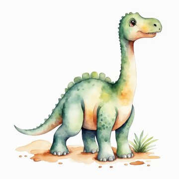 recommend clip art: Cute Cartoon Brachiosaurus Watercolor Illustration.