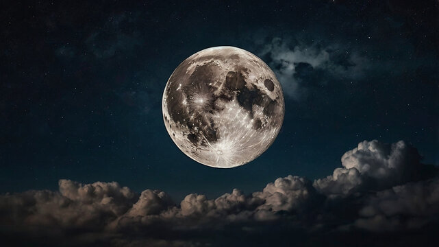 full moon in the night sly with clouds