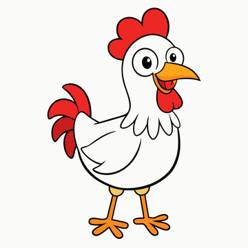 Chicken Vector Illustration, hean Vector Art, rooster Silhouette, cartoon chicken with sign Character