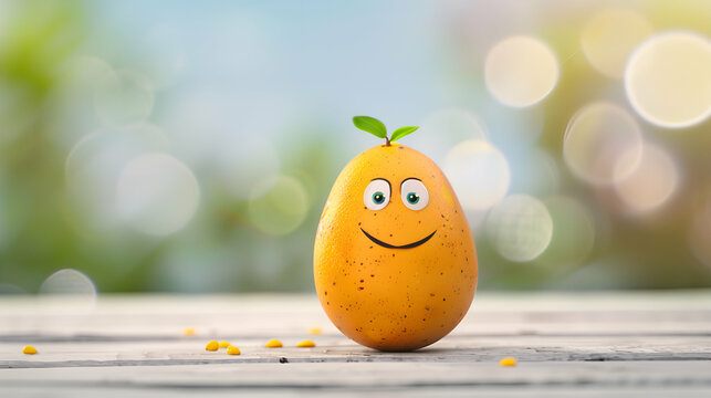 Cute Potato with Smiley Face and Eyes, Fun Food, Happy and Healthy Humanized Vegetable, Kid-friendly  Character.