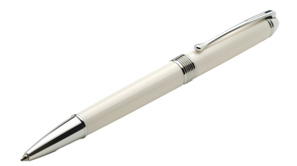 silver ballpoint pen isolated on transparent background