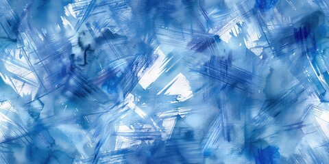 Obraz premium Abstract blue watercolor brush strokes seamless pattern