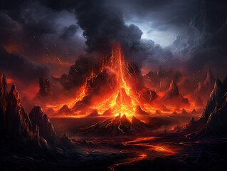 Lava Volcano Fantasy Backdrop