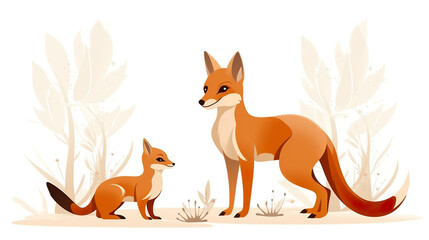 Obraz premium isolated on a white backdrop is a mother kangaroo with her adorable young baby.