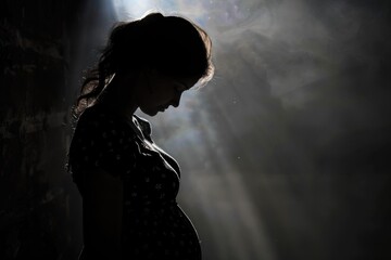 Fototapeta premium Silhouette Pregnant. Young Woman in Studio, Pregnancy Concept