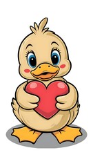 duck and heart cartoon