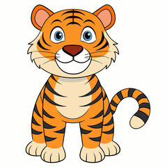 Tiger Vector Illustration, Lion Vector Art, Tiger Silhouette, Tiger cartoon  Character