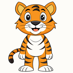 Tiger Vector Illustration, Lion Vector Art, Tiger Silhouette, Tiger cartoon  Character